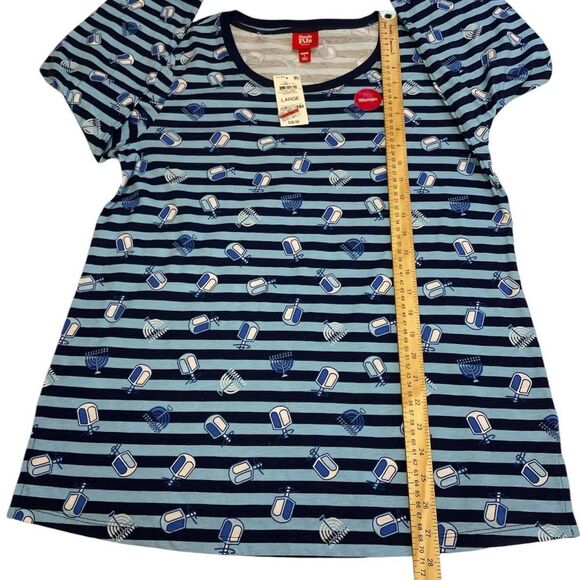 Family Pajamas Women's Matching Family Hanukkah Pajama Shirt Medieval Blue L - Picture 2 of 6